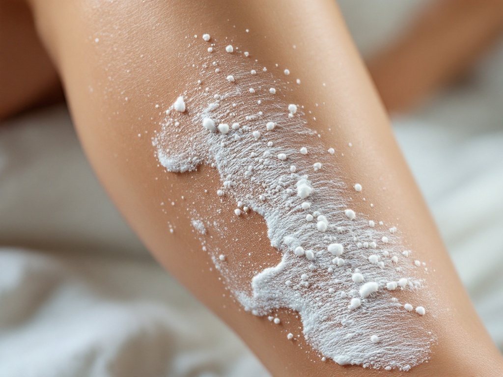 Close-up of a freshly shaved lower leg with smooth, calm skin