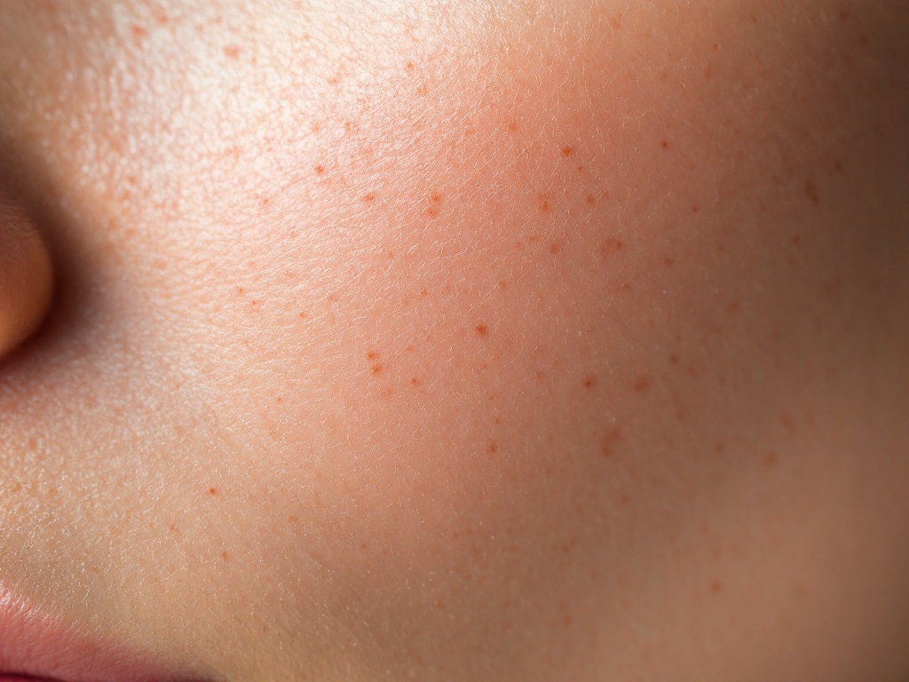 Close-up of skin with faint post-inflammatory dark spots left by past ingrown hairs
